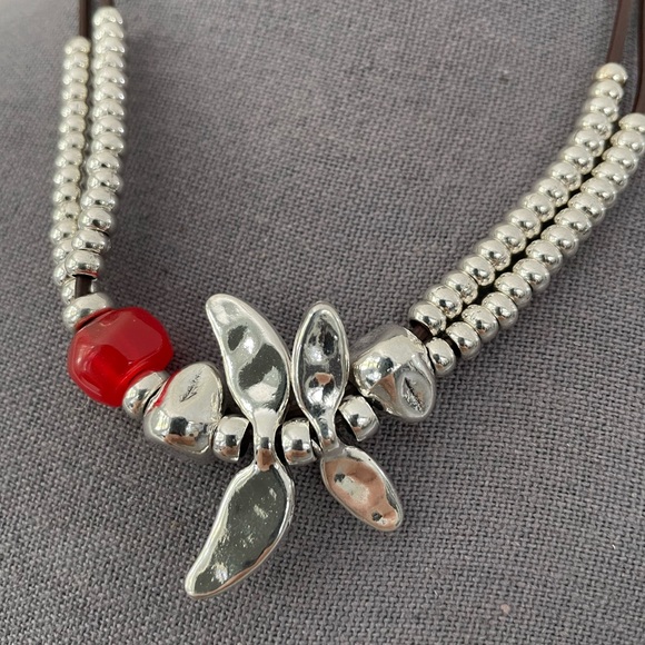 Dragonfly • Boho Necklace • Red Crystal - Picture 2 of 6